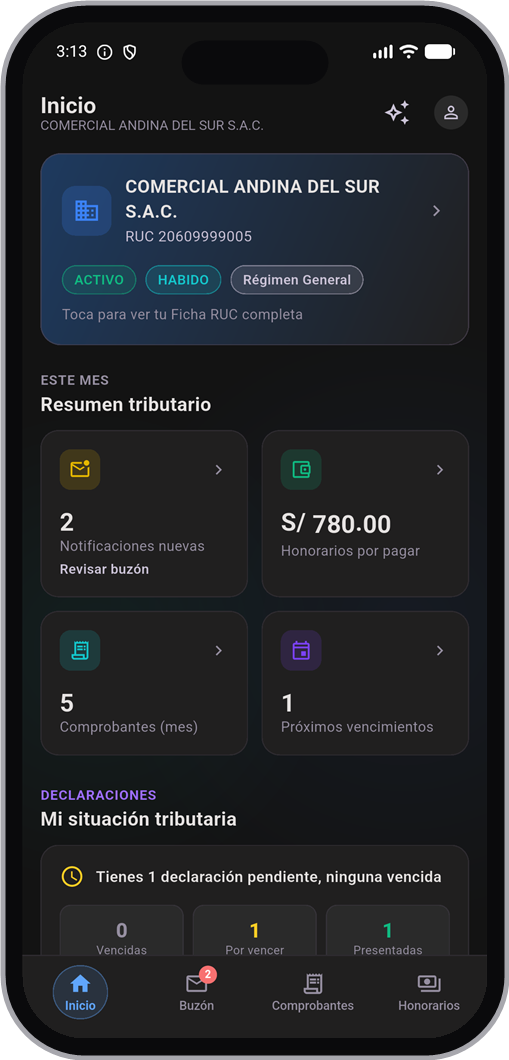 La app del contribuyente: resumen tributario del mes, con notificaciones, honorarios y comprobantes