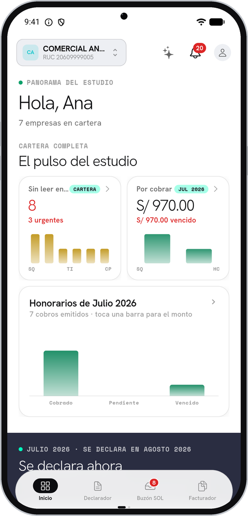 Inicio de la app — el pulso del estudio